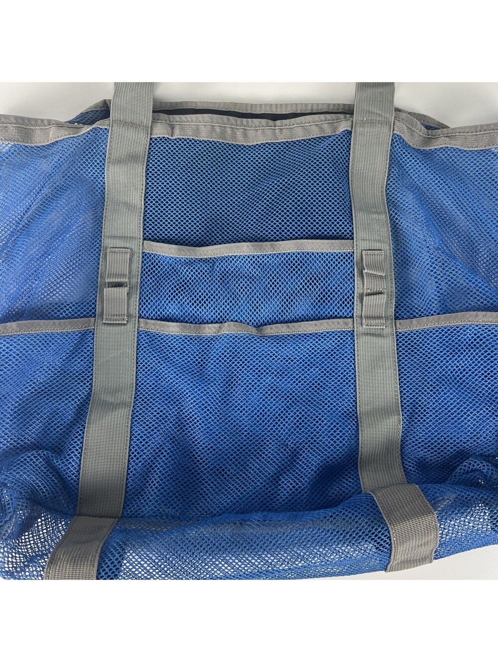 Blue Mesh Light Weight Zip Pocket Beach Tote Bag 22x17 Inches - Picture 2 of 11